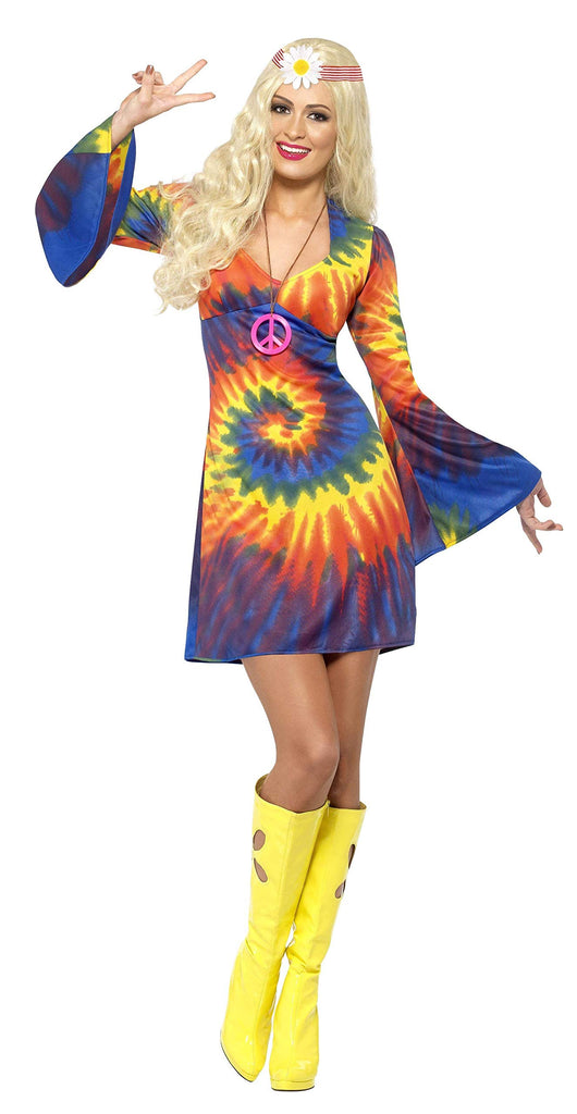 Smiffy's 1960s Tie-Dye Hippie Adult Costume - S - US Size 6-8