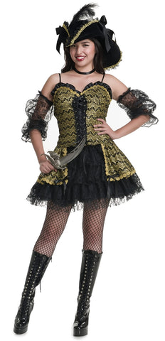 Charades Women's Black Pearl Beauty Pirate Costume, Medium