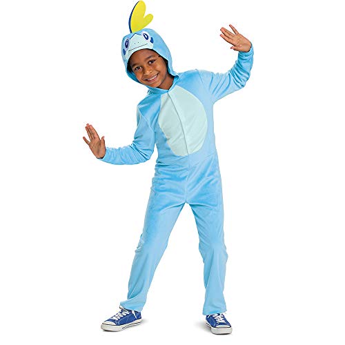 Sobble Pokemon Kids Costume, Official Pokemon Hooded Jumpsuit with Fin, Classic Size Small (4-6)