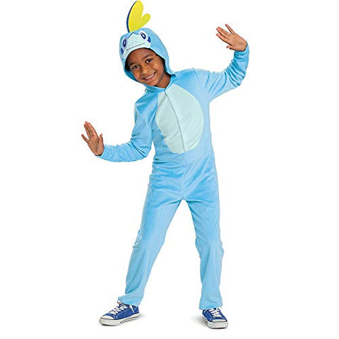 Sobble Pokemon Kids Costume, Official Pokemon Hooded Jumpsuit with Fin, Classic Size Small (4-6)