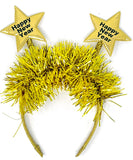 Happy New Year Star Tinsel Bopper Headband 12 ct