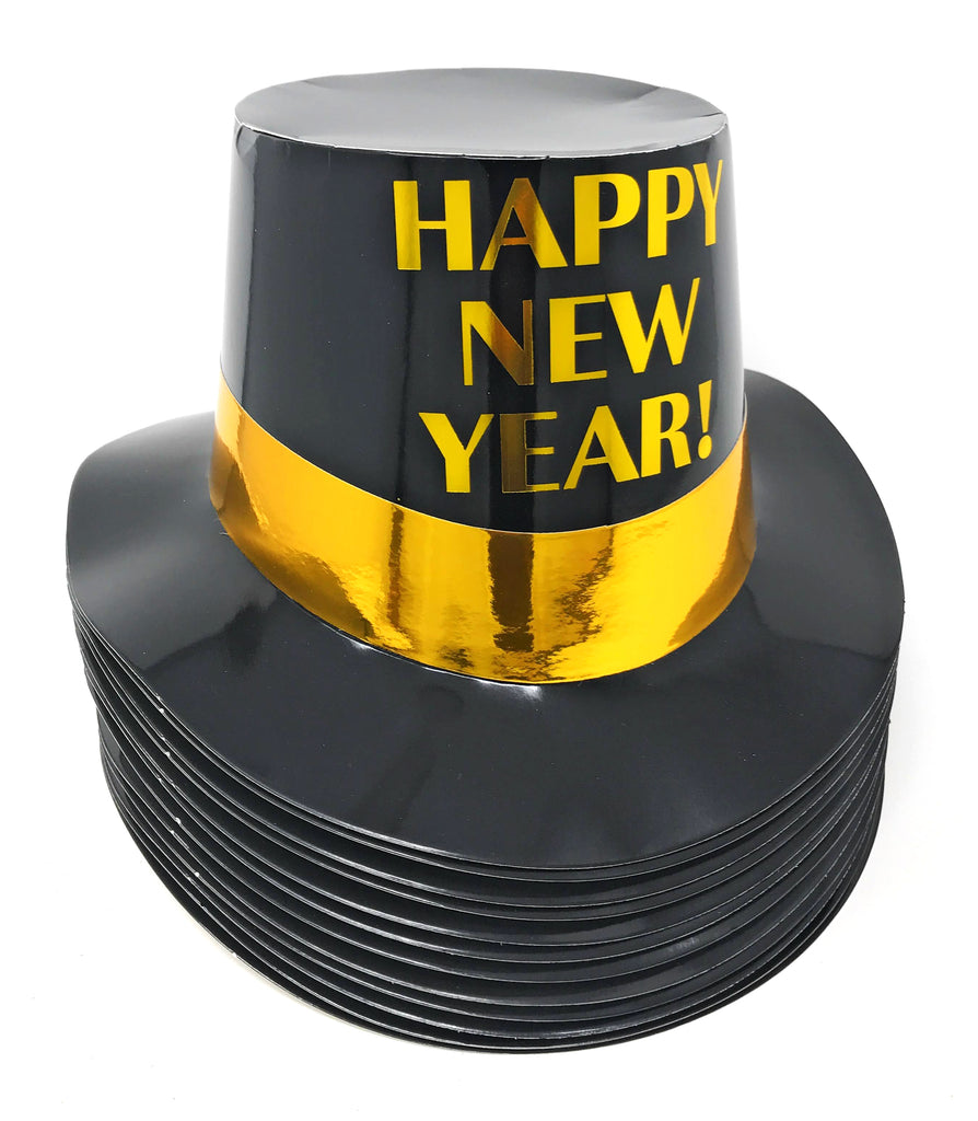 Black & Gold Happy New Year Paper Hats
