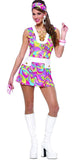 60s Groovy Chic Sexy Adult Halloween Costume Size 12-14 Large, White, Large