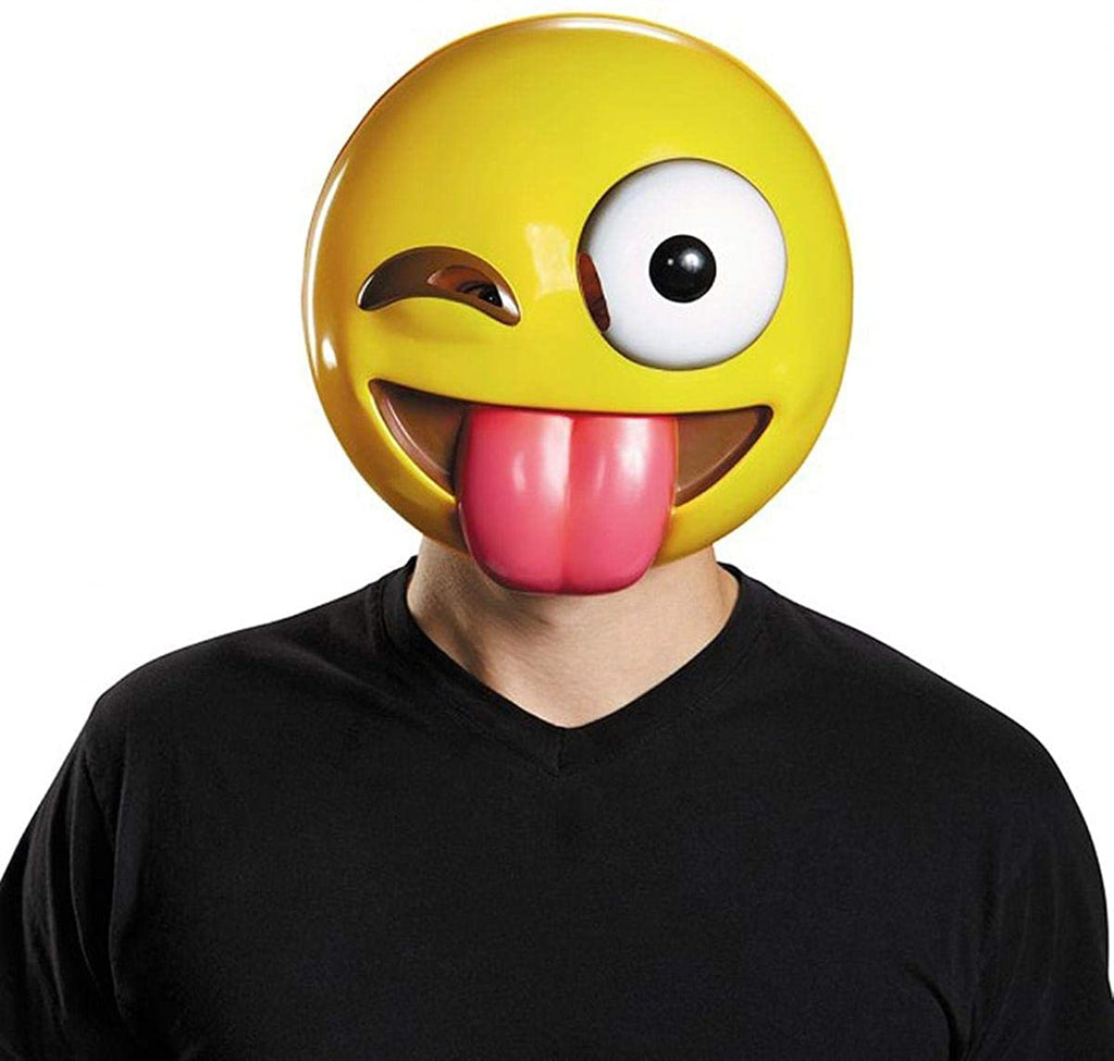 Adult Tongue Out Emoticon Mask Yellow