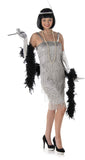 Karnival Costumes Roaring 20s 1920 Silver Flapper Dress Women's Costume Small 6-8
