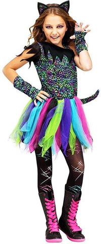 Fun World Wild Rainbow Cat Costume, Medium 8 - 10, Multicolor