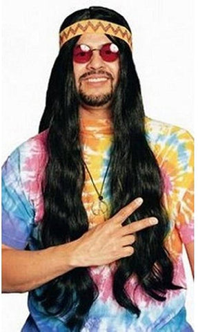 Long Hippie Wig with Headband Costume Accessory