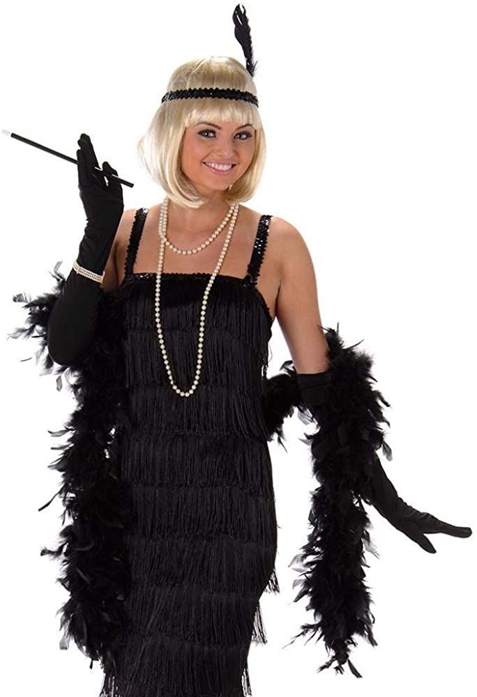 Flapper Costume Womens, Roaring 20s Dress with Gloves and Headband, Bl Fantasia Inc. Flapper Costume Womens, Roaring 20s Dress with Gloves and Headband, Bl Fantasia Inc.