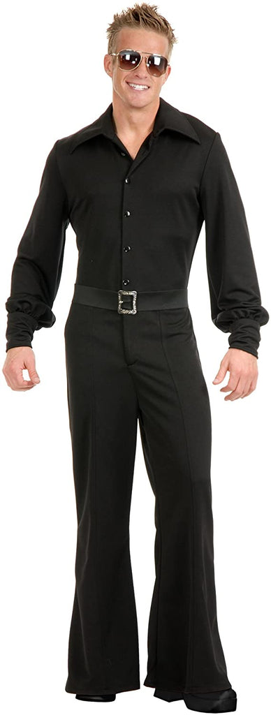 Charades Costume Jumpsuit Men's Disco Fever King, Black, Medium