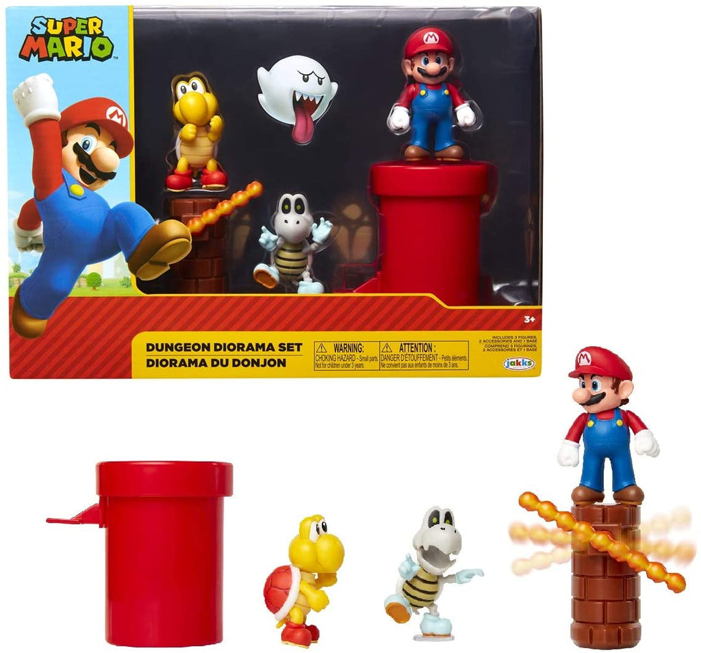 SUPER MARIO Nintendo Dungeon 2.5” Figure Multipack Diorama Set with Accessories