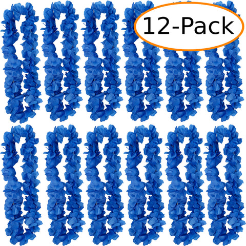 1 Dozen Lush 48" Hawaiian Leis - Blue