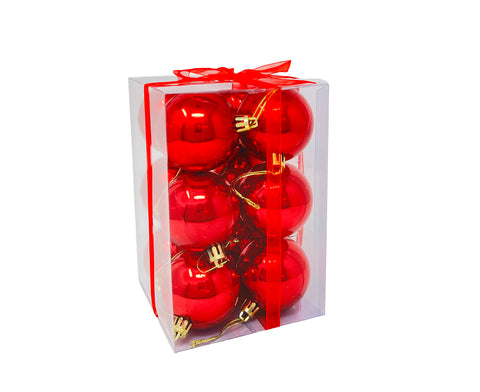 12 Ct Plastic Christmas Bulb Decorations