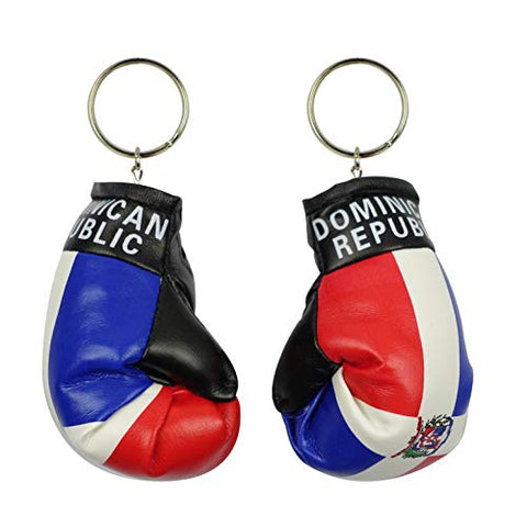 Fantasia Collection 4" Boxing Gloves Dominican Republic Flag Keychain - 1