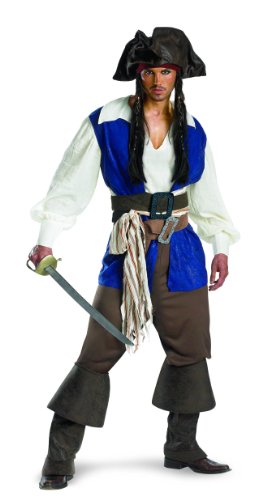 Disguise Unisex Adult Deluxe Teen Captain Jack Sparrow, Multi, Medium (38-40) Costume