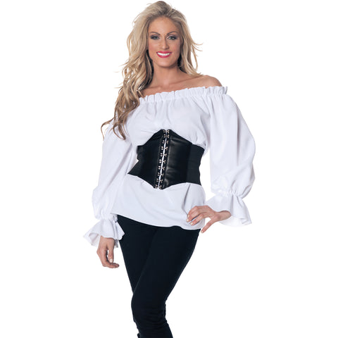 Shaper Corset SC88523A Renaissance Pirate White Chemise Shirt Medieval Peasant Wench Blouse