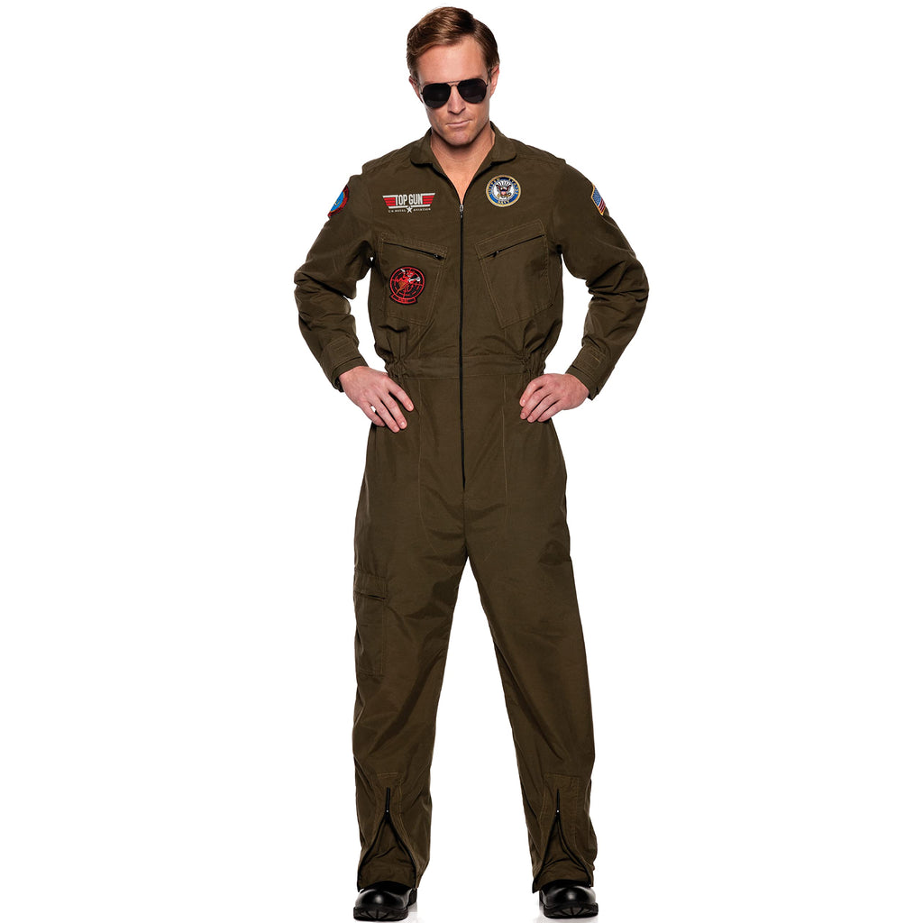 UNDERWRAPS TOPGUN Men's Jumpsuit - Officially Licensed US NAVY® TOPGUN Costume, Mens Fighter Pilot Suit Halloween Costume, Adults Couples Costume, Teen