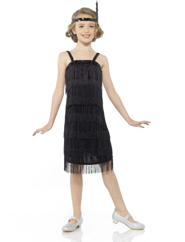 Wonder Clothing Big Girls' Black Flapper Costume