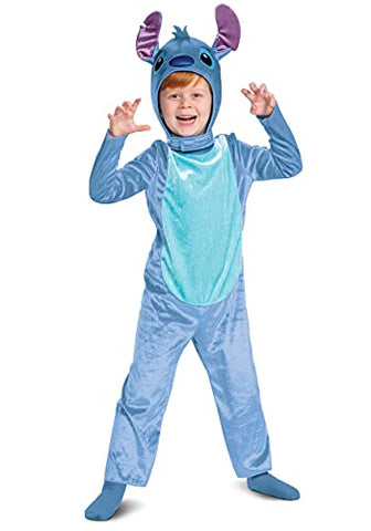 Disguise Stitch Costume for Kids, Officially Lilo and Stitch Costume Jumpsuit and Headpiece, Toddler Size Large (4-6)