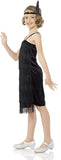 Karnival Costumes Flapper Costume Girls, 20s Dress with Headband, Kids 9-10 Years, Black, Extra Large