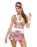 60s Groovy Chic Sexy Adult Halloween Costume Size 12-14 Large, White, Large