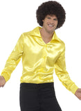 Mens 60s 70s Groovy Dude Yellow Disco Shirt Costume
