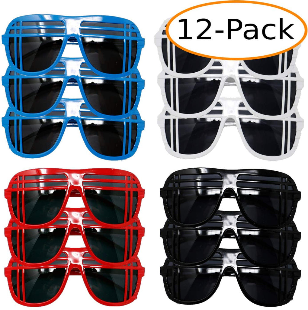 Patriotic Color Party Favor Dark Lens Sunglasses 12 Pack, Red, White, Blue & Black