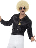 Mens 60s 70s Groovy Dude Black Disco Shirt Costume
