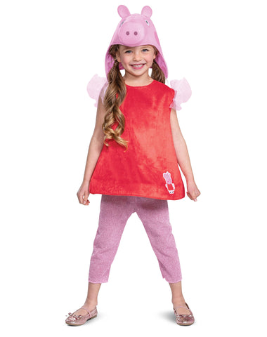 Disguise Peppa Pig Costume for Girls, Official Nick Jr Character Jumpsuit Dress and Hat, Classic Toddler Size Large (4-6x)