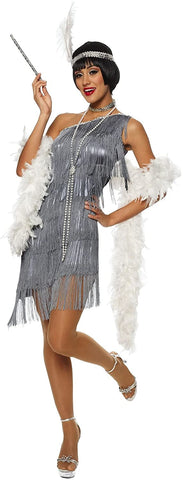 Dazzling Gun Metal Flapper Adult Costume Size Medium