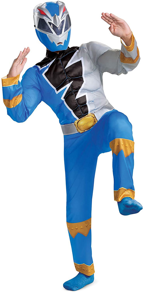Blue Power Ranger Costume for Kids, Official Power Rangers Dino Fury Outfit with Mask