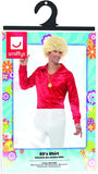Mens 60s 70s Groovy Dude Red Disco Shirt Costume