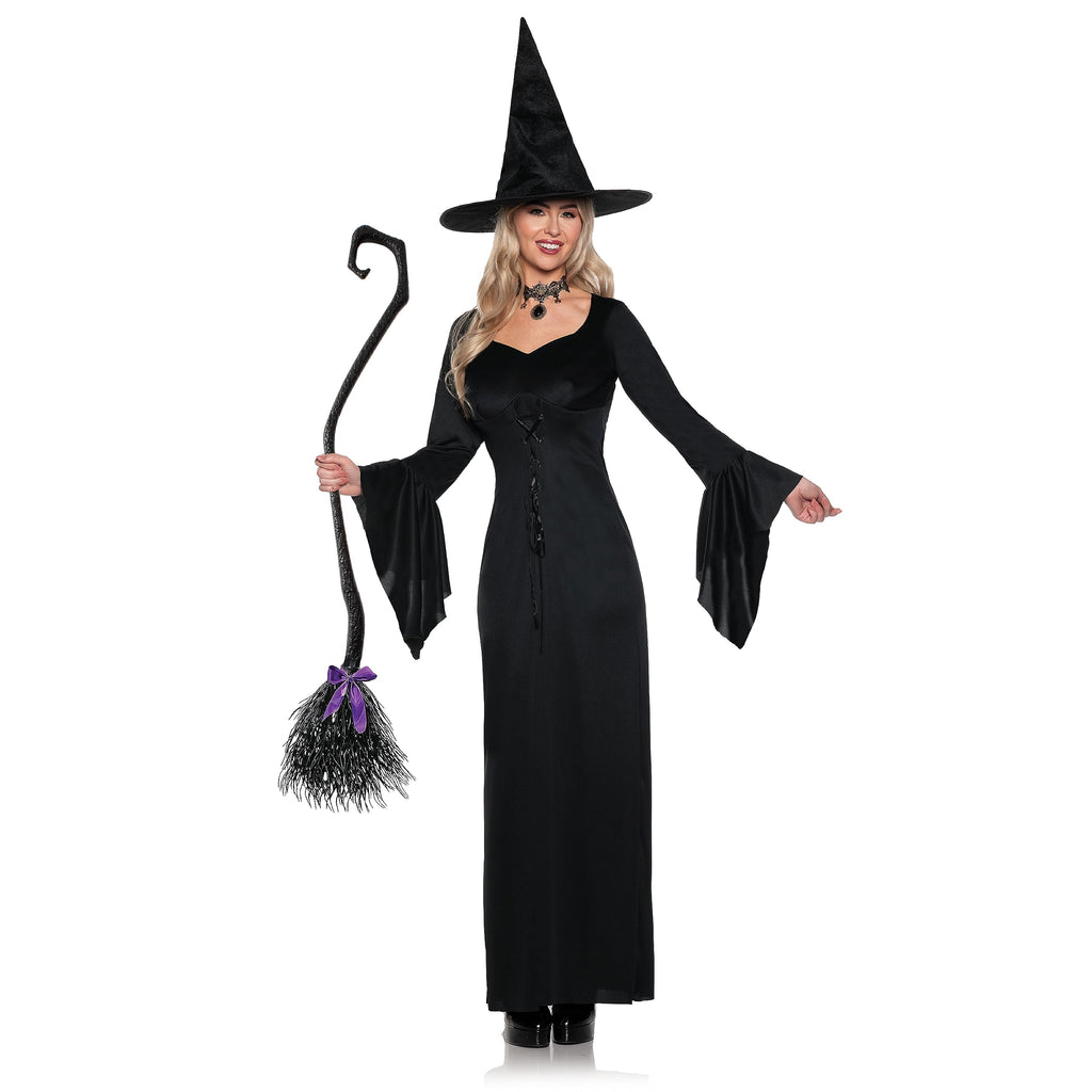 UNDERWRAPS Witch Costume for Women - Enchanting Long Black Witch Dress for Women Halloween Costume, Girls Spooky Witch Costume Adult (Enchanting, Medium 8-10)