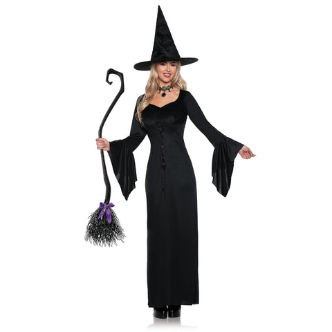 UNDERWRAPS Witch Costume for Women - Enchanting Long Black Witch Dress for Women Halloween Costume, Girls Spooky Witch Costume Adult (Enchanting, Medium 8-10)