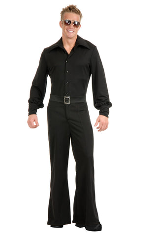 Charades Costume Jumpsuit Men's Disco Fever King, Black, Small