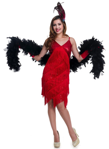 Charades Women's Roaring 20's Babe Costume, Red, Large
