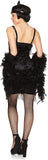 Flapper Costume Womens, Roaring 20s Dress with Gloves and Headband, Black, Medium