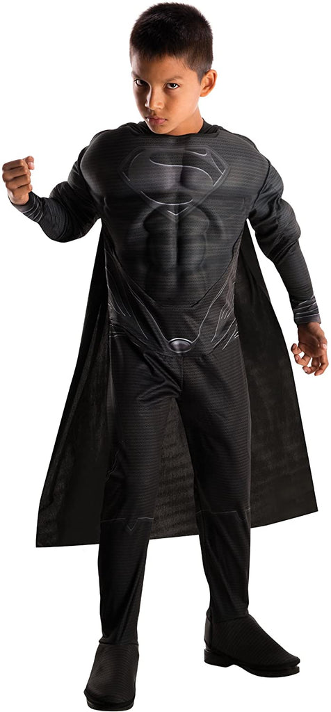 Rubies Man of Steel Deluxe Black Suit Muscle Chest Child's Superman Costume