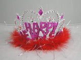 12 Happy New Year Marabou Tiaras - Assorted
