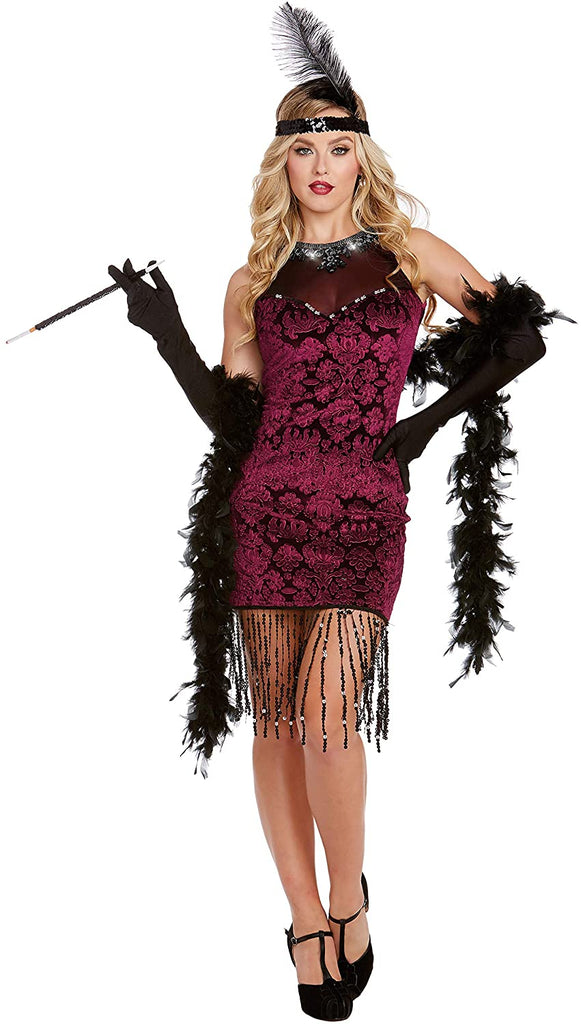 Dreamgirl Women's Gatsby Gal, Garnet, Large