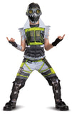 Disguise Apex Legends Octane Costume, Video Game Inspired Muscle Padded Jumpsuit and Mask, Child Size Large (10-12), Green & Beige