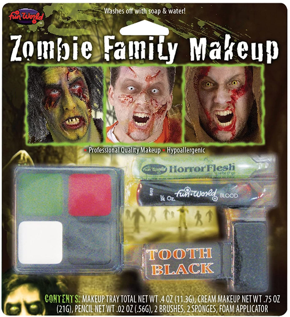 Fun World Unisex-Adult's Zombie Family Makeup Accessory Kit, Multi, Standard