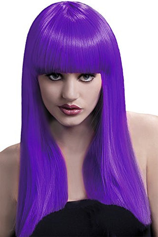 Fever Women's Long Purple Blunt Cut Wig with Bangs, 19inch, One Size, Alexia,5020570423615