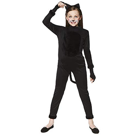 Girl's Cat Suit Costume - for Halloween, Costume Party Accessory - Extra Large, Black