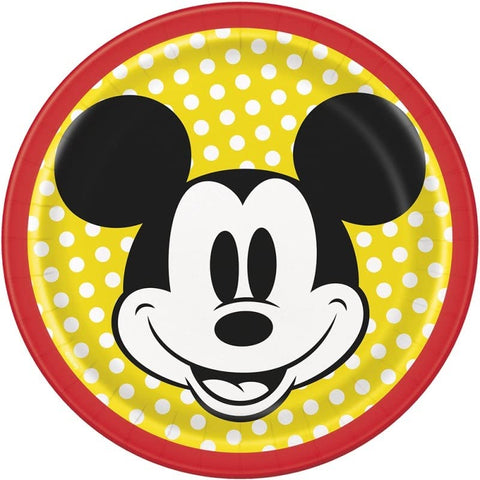 Unique Disney Mickey Mouse Round Dessert Paper Plates 7", 8 Pcs