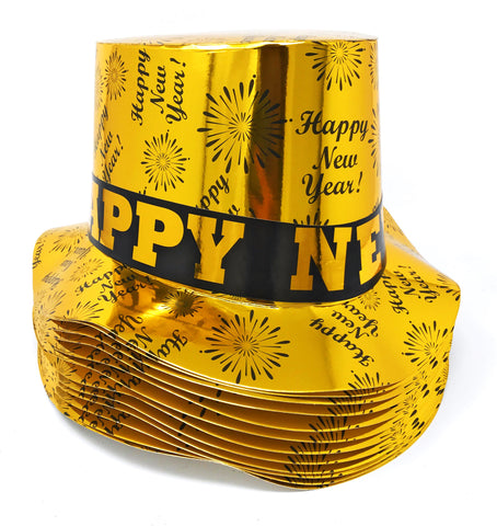 Happy New Year Hat UV Coated Paper - Gold
