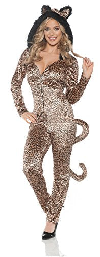 Underwraps Women's Hooded Leopard Jumpsuit with Tail Costume - Small