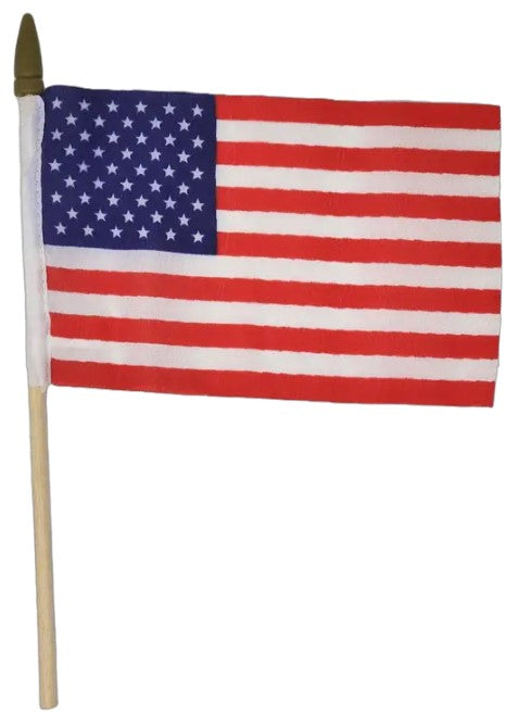 4" x 6" USA Flag with Wooden Dowel - 12 ct