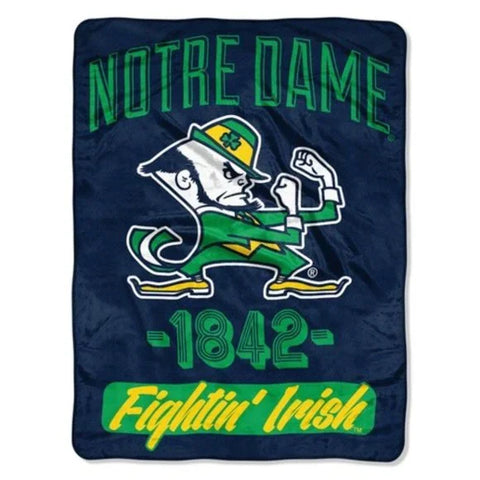 Officially Licensed NCAA Notre Dame Fighting Irish "Varsity" Micro Raschel Throw Blanket, 46" x 60", Multi Color