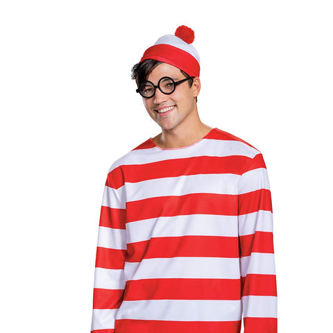 Disguise Wheres Halloween Kit, Official Waldo Costume Set with Beanie and Glasses, Multicolored, One Size