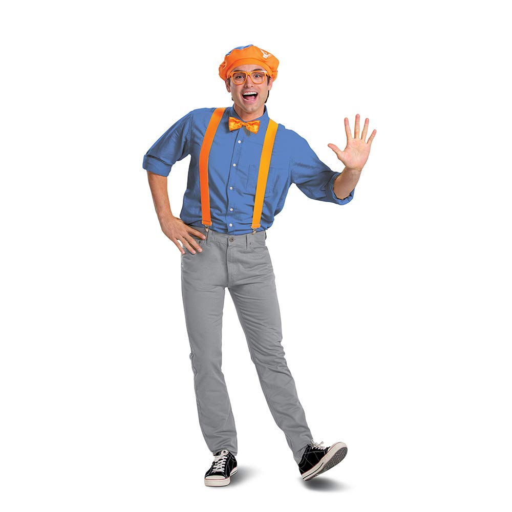 Disguise Men's Kit for Adult, Official Blippi Outfit with Hat Glasses and Bowtie Costume Accessories, One Size